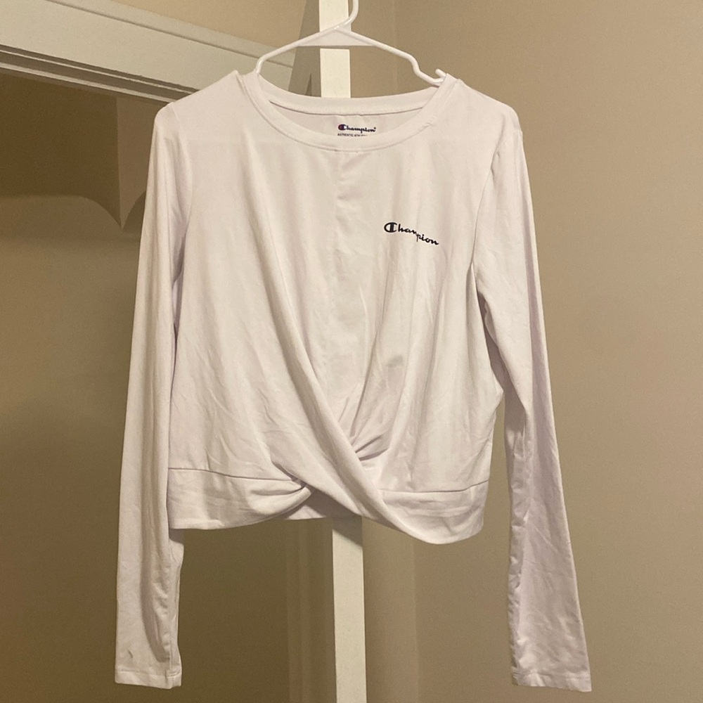 Champion athletic long sleeve, slightly cropped size M top